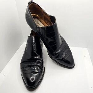 Joan and David Black Leather Western Woman Booties Size 38 made in Italy
